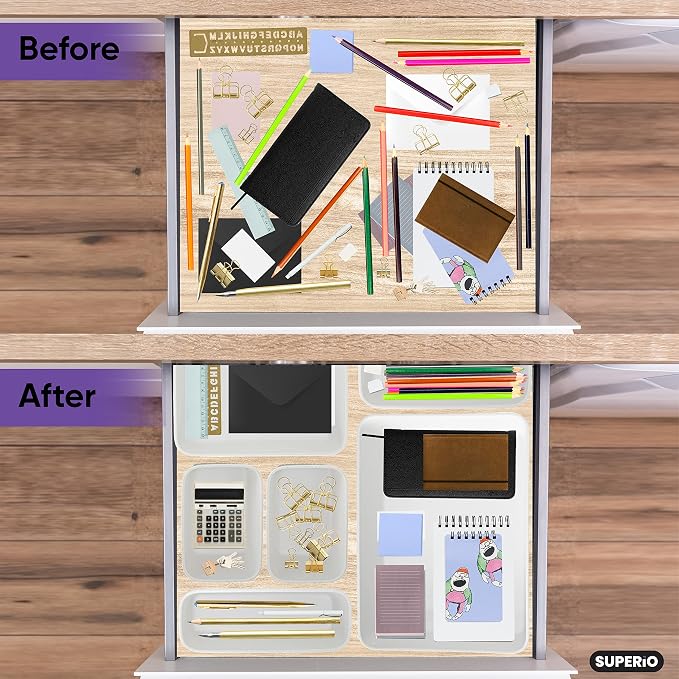 Superio Drawer Organizer Trays, Plastic Decorative Organizing Baskets - Image 5