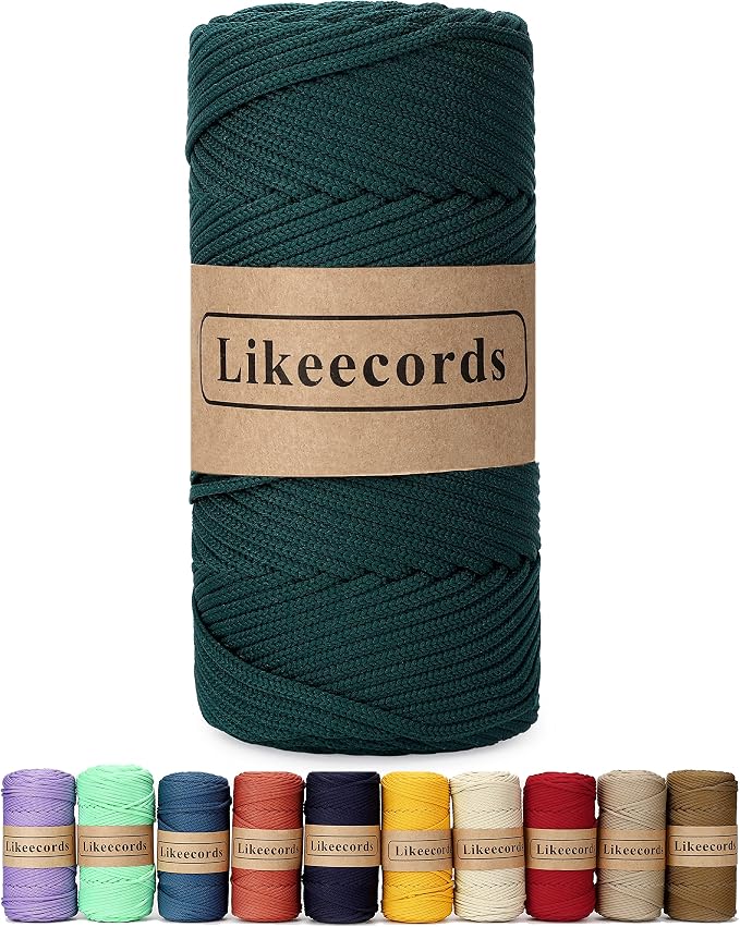 4mm Polyester Braided Macrame Cord 140Yards /426Feet, Elastic Yarn by Likeecords