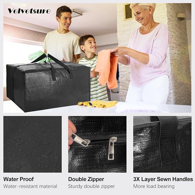 6 Pack Heavy Duty Extra Large Moving Bags W/Backpack Straps - Image 3