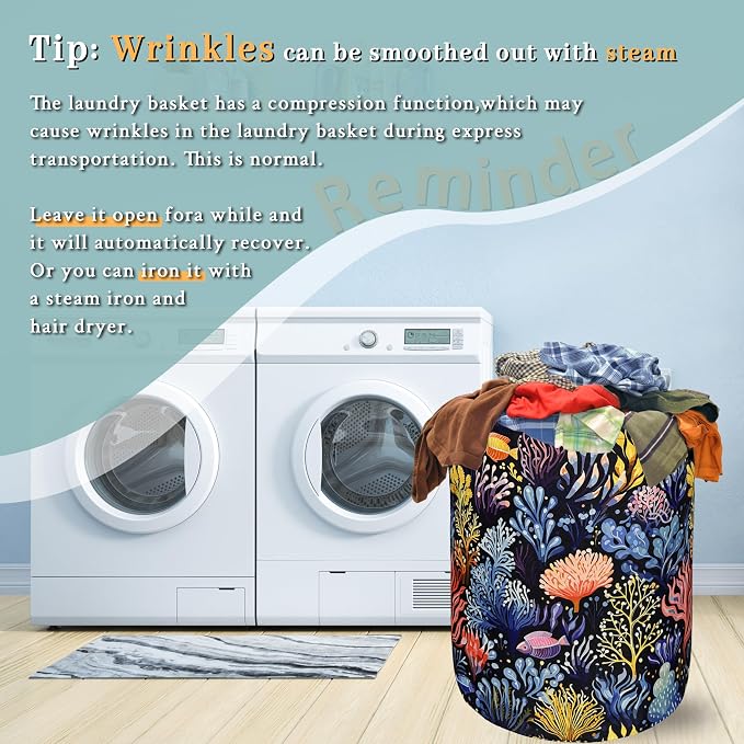 Colorful Coral Laundry Basket Foldable - Image 6