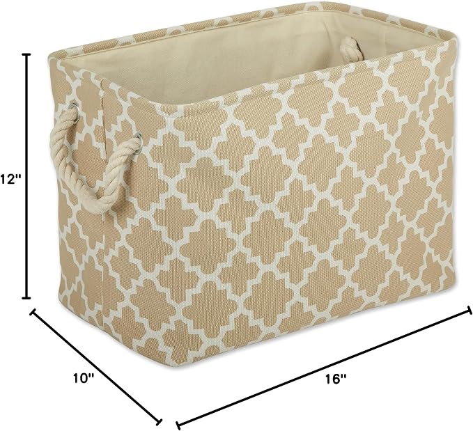 DII Polyester Container with Handles, Lattice Storage Bin, Vintage Linen - Image 10