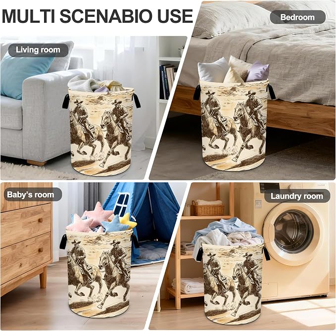 Western Laundry Basket Storage Bin Foldable Laundry Hamper Clothes Storage - Image 6