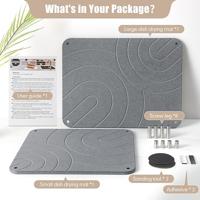 CZWL&HG 2 PCs Stone Dish Drying Mats - Image 4