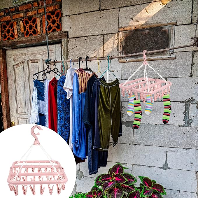Strong Steel Spring Clip Drying Rack Rotating Hook Foldable - Image 4