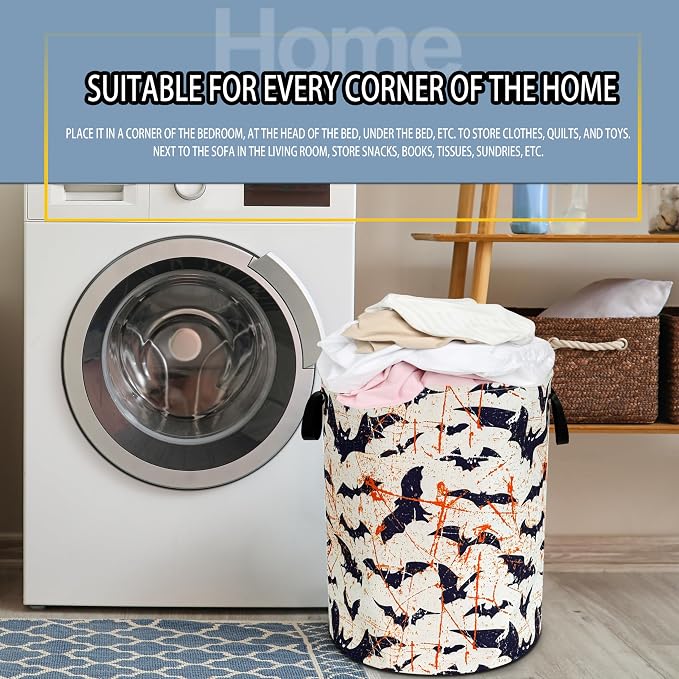 Bat Laundry Basket Goth Foldable Oxford Cloth Funny Tote Bag Laundry Hamper - Image 7