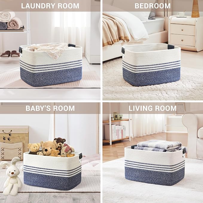 72L Large Laundry Basket with Leather Handles - Image 4