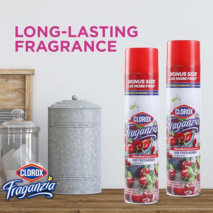 Clorox Fraganzia Aerosol Air Freshener in Cherry Burst Scent, 20oz Bonus Size - Image 2