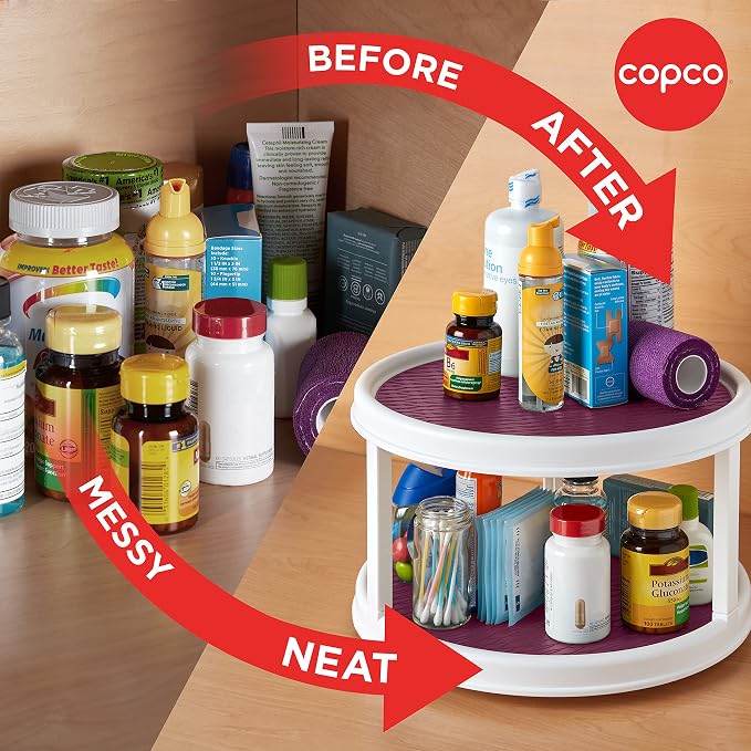 Copco Non-Skid 2 Tier Pantry Cabinet Lazy Susan Turntable - Image 8