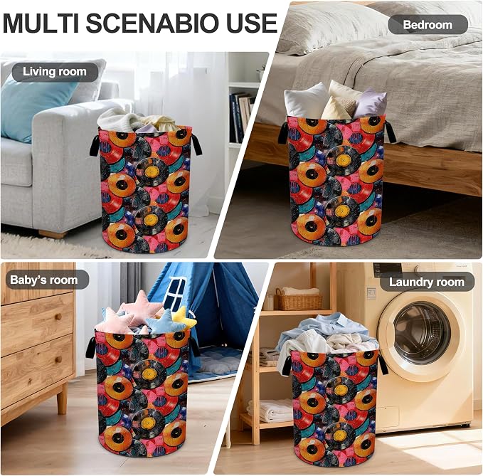 Vintage Music Laundry Basket Storage Bin Foldable Laundry Hamper Clothes - Image 6
