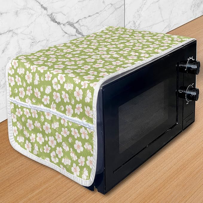 Lunarable Floral Microwave Oven Cover, Apple Tree Flowers Spring Blossoms by Lunarable