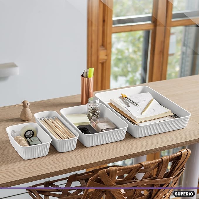 Superio Drawer Organizer Trays, Plastic Decorative Organizing Baskets - Image 3