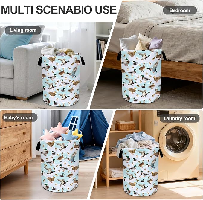 Green Duck Laundry Basket Storage Bin Foldable Laundry Hamper Clothes Storage - Image 6