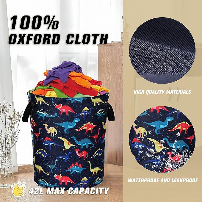 Colorful Dinosaur Laundry Basket Cartoon Pattern Foldable Oxford Cloth Funny - Image 7