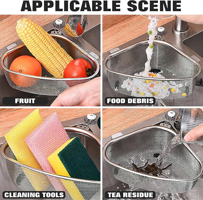Triangle Sink Basket Stainless Steel Corner Strainer - Image 7