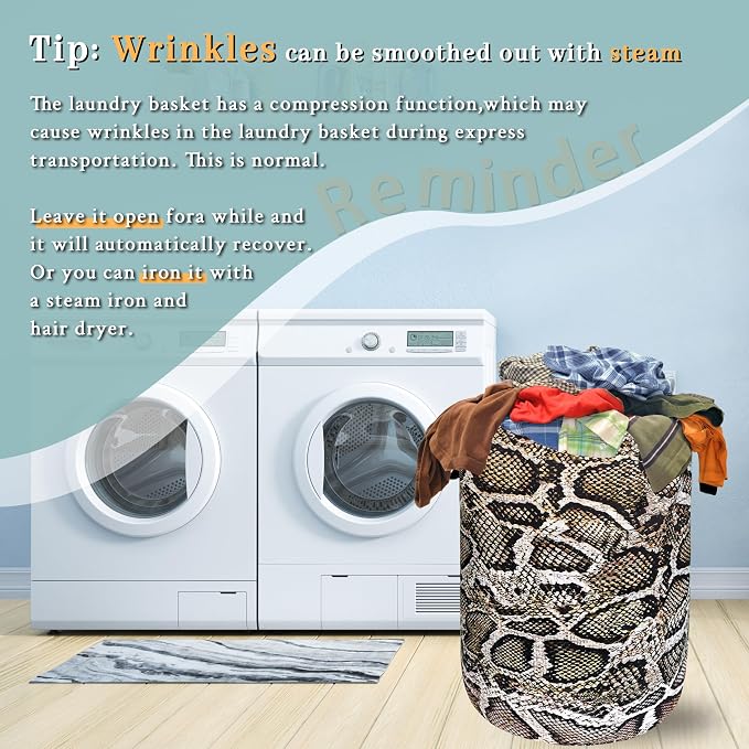Snake Laundry Hamper Animal Snake Skin Pattern Laundry Basket - Image 6