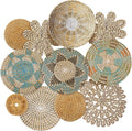 11 Pcs Boho Hanging Wall Basket Decor Handmade Woven Basket Wall Decorative by Xuhal