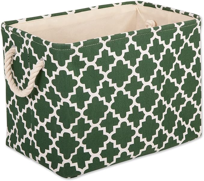 DII Polyester Container with Handles, Lattice Storage Bin, Hunter Green by DII