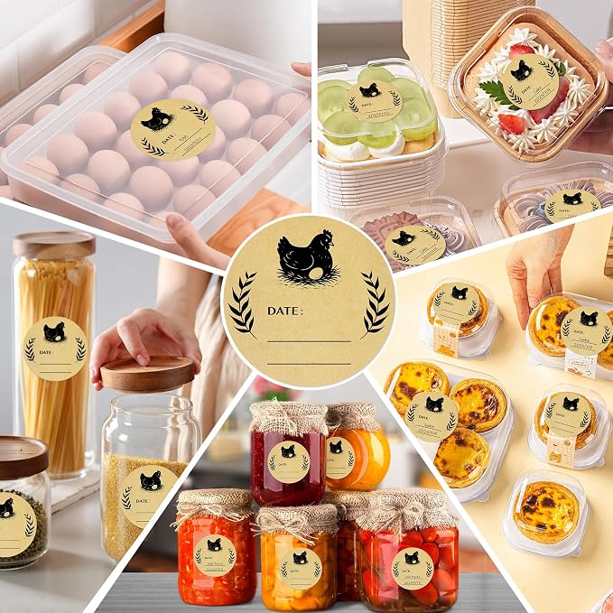 500 Pcs 2 inch Natural Brown Kraft Chicken Egg Canning Sticker - Image 4