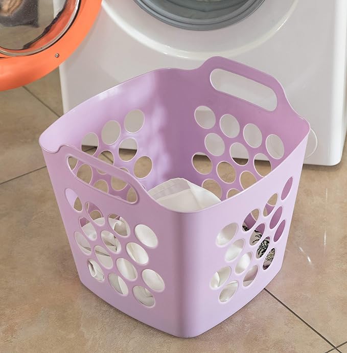 Flexible Plastic Carry Laundry Basket Holder Square Storage Hamper - Image 2