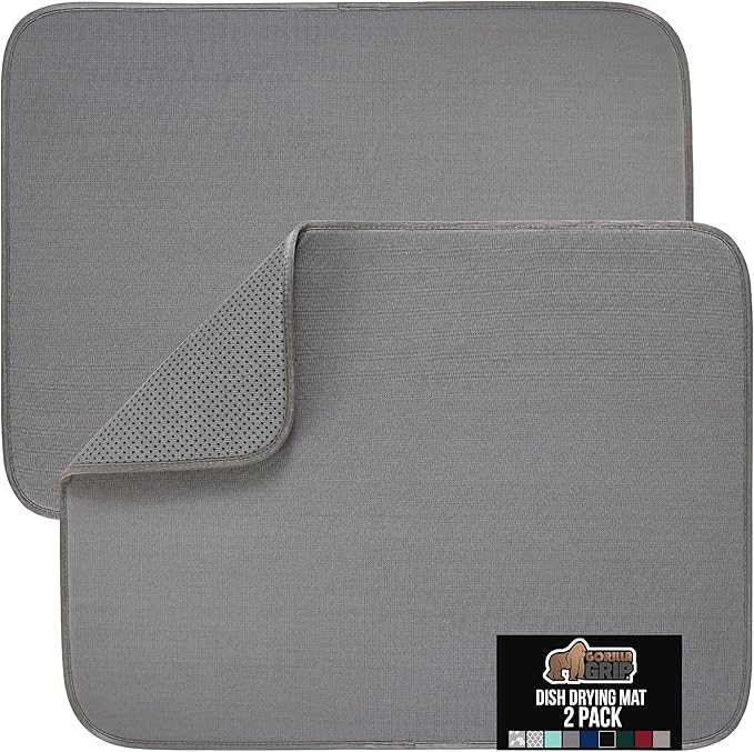 GORILLA GRIP Ultra Water Absorbent Microfiber Dish Drying Mat, Quick Dry Thick by GorillaGrip