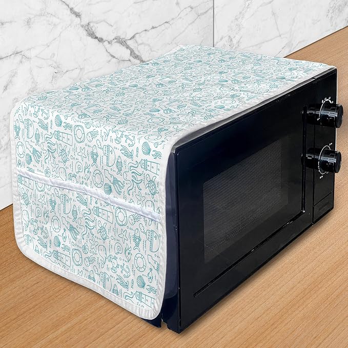 Ambesonne Octopus Ship Microwave Oven Cover, Doodle Turtle Nautical Sea by Ambesonne