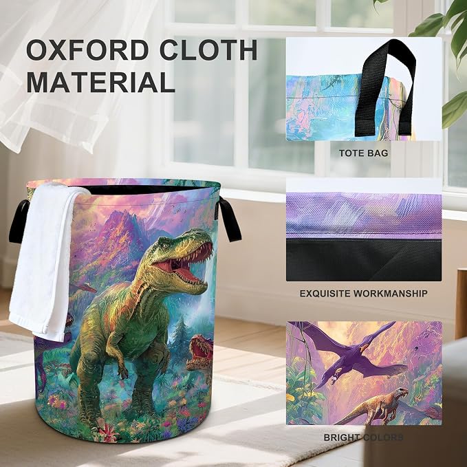 Dinosaurs Animal Laundry Basket Storage Bin Foldable Laundry Hamper Clothes - Image 4
