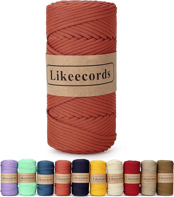 4mm Polyester Braided Macrame Cord 140Yards /426Feet, Elastic Yarn by Likeecords