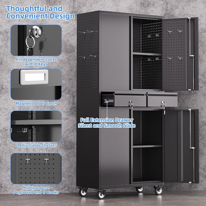 Aobabo 71" H 2 Drawer Metal Storage Cabinet - Image 4