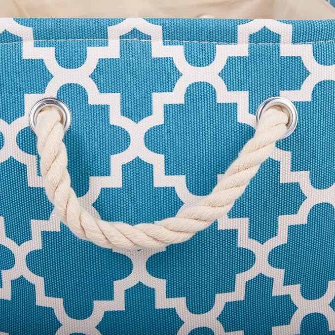 DII Polyester Container with Handles, Lattice Storage Bin, Storm Blue - Image 4