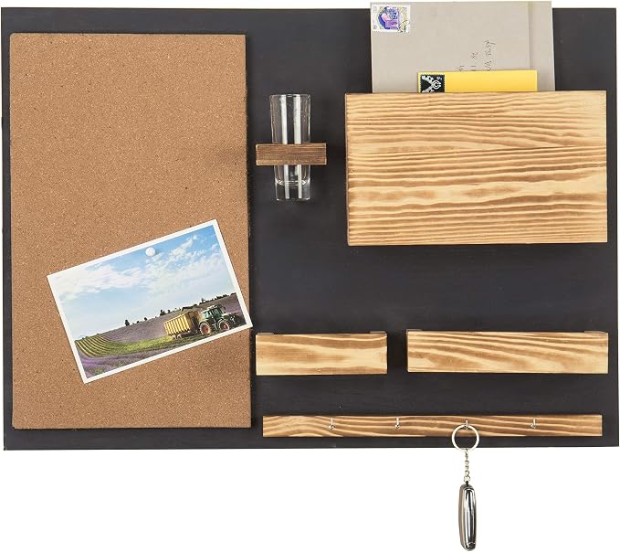 MyGift 25 x 19 Inch Wall Mounted Dual Tone Solid Wood Entryway Organizer - Image 6