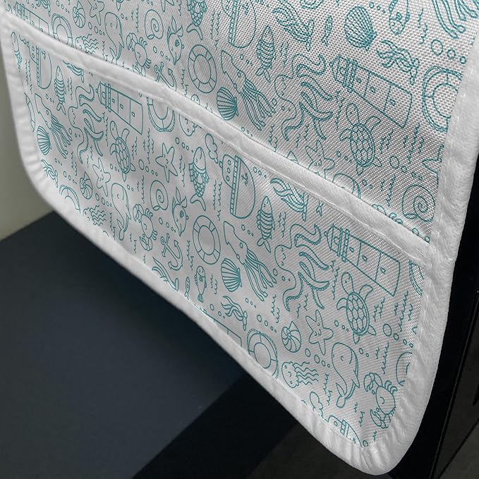 Ambesonne Octopus Ship Microwave Oven Cover, Doodle Turtle Nautical Sea - Image 3