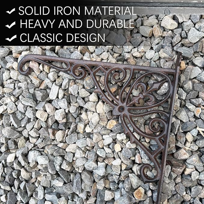 KiaoTime Cast Iron Hanging Hook Bracket Wall Hanger 12" Deep Outdoor Indoor - Image 5