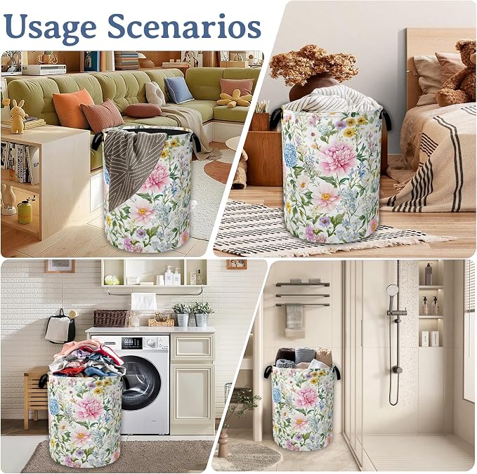 Watercolor Floral Laundry Hamper - Image 7