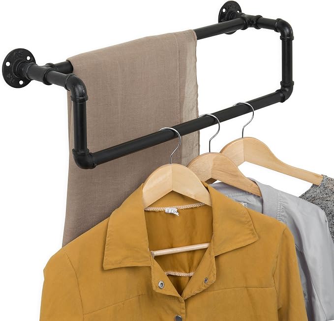 MyGift Double Industrial Pipe Towel Bar - Image 6