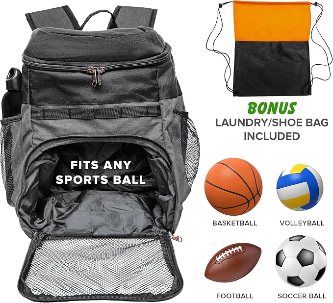 Basketball Backpack with Ball Compartment - Image 3