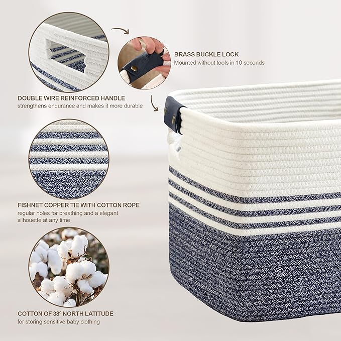60L Large Laundry Basket with Leather Handles - Image 5