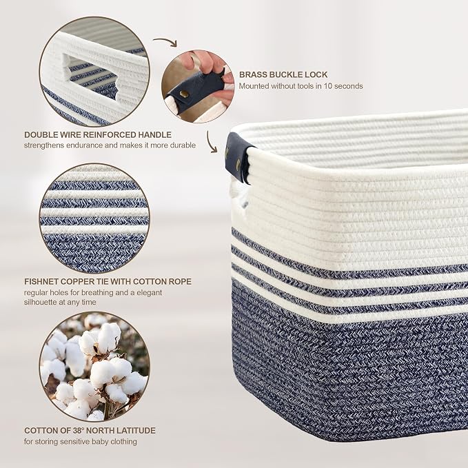 72L Large Laundry Basket with Leather Handles - Image 5
