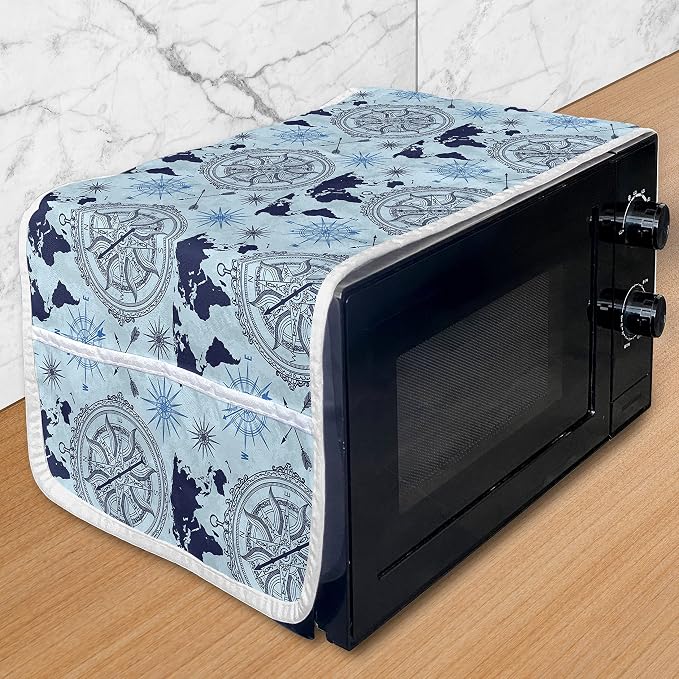 Ambesonne Compass Microwave Oven Cover, World Map Pattern Vintage Inspirations by Ambesonne