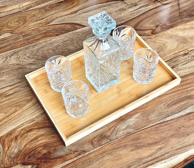 Bam & Boo Natural Bamboo Serving Tray Modern Rectangular - Image 2