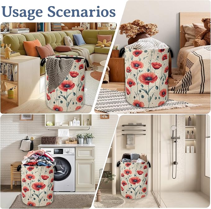 Vintage Poppy Floral Laundry Hamper - Image 7
