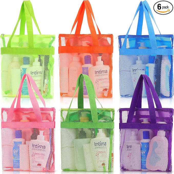 6 Pcs Mesh Shower Caddy Bag Portable Shower Bag by Yeyeplum