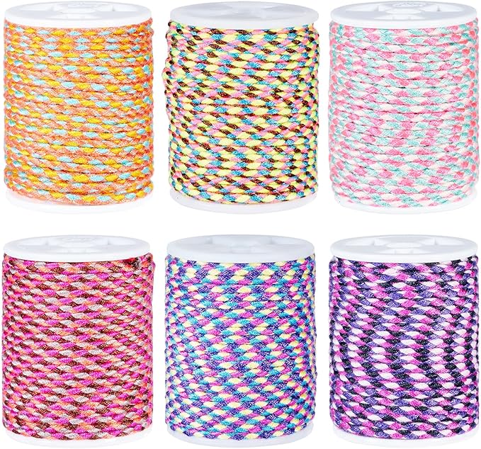 25.8 Yards 1.5 mm Braided Cotton Cord Assorted Color Macrame Thread 4-Ply by Sparkeads