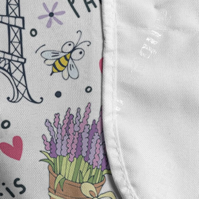 Ambesonne Eiffel Tower Microwave Oven Cover, Romantic Doodle Style Elements - Image 4