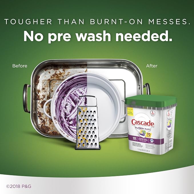 Cascade Platinum Dishwasher Pods, ActionPacs Dishwasher Detergent - Image 8