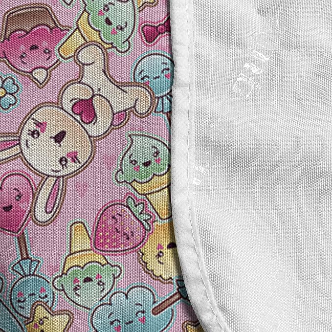 Ambesonne Cartoon Microwave Oven Cover, Kawaii Bunnies Ice Cream and Candies - Image 4