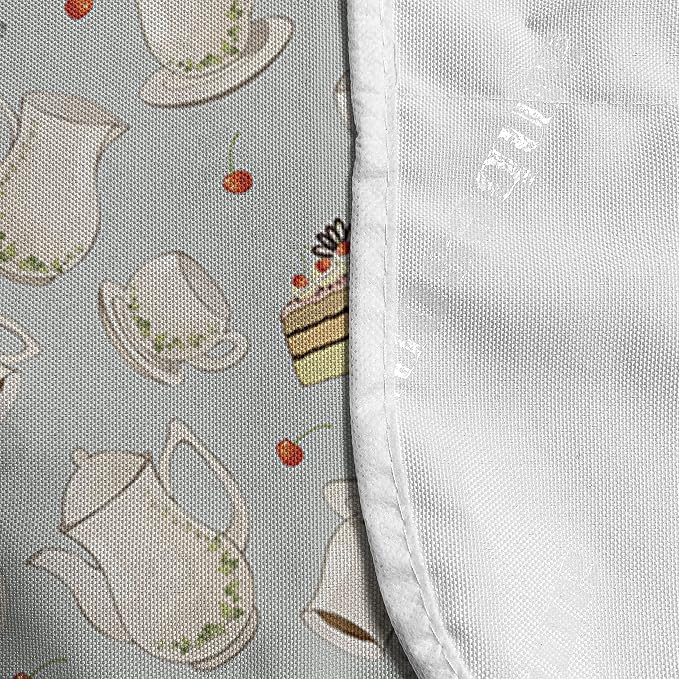 Ambesonne Tea Party Microwave Oven Cover, Coffee Pot Teapot Spoons Plates and - Image 4