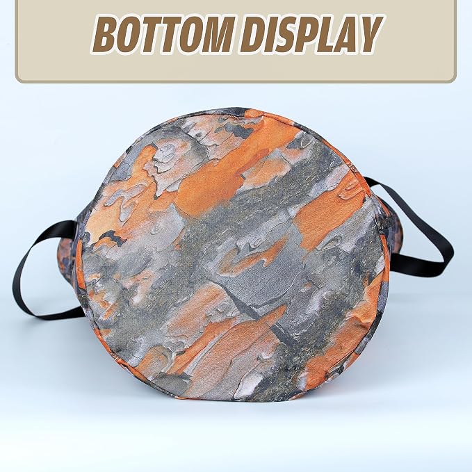 Tree Stump Laundry Basket Wood Grain Bark Texture Foldable Oxford Cloth Funny - Image 4