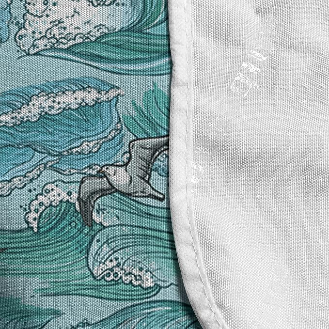 Lunarable Seagulls Microwave Oven Cover, Waves Flowing Water River Sketchy - Image 4
