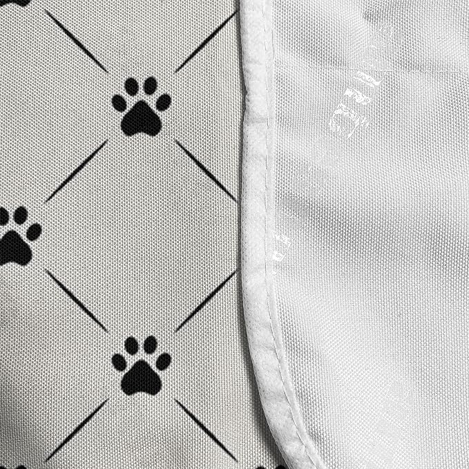Lunarable Cat Microwave Oven Cover, Kitten Paw Footprints in Mirroring Marks - Image 4