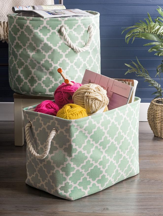 DII Polyester Container with Handles, Lattice Storage Bin, Bright Green - Image 4